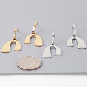 68R. Stainless Steel Abstract Arch Earrings